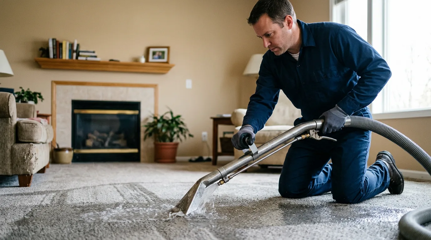 Water damage restoration technician working near Mendon, NY